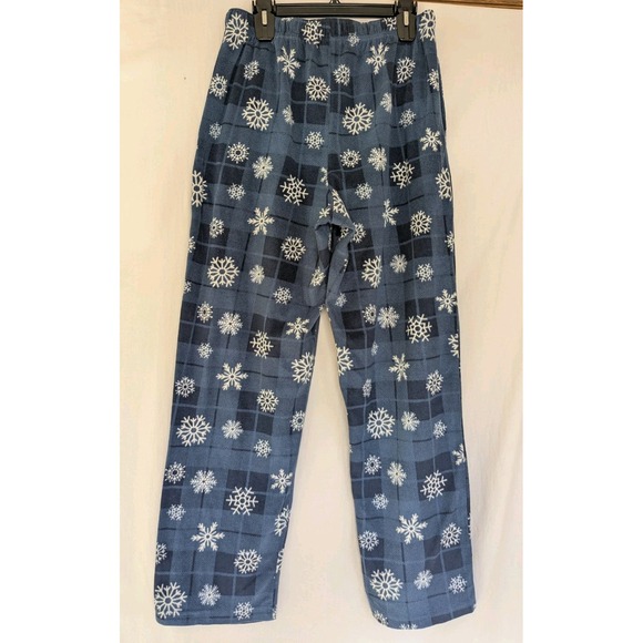 Stafford Pajama Pants Mens Sz M Fleece Snowflakes Blue Drawstring Waist - Picture 2 of 6